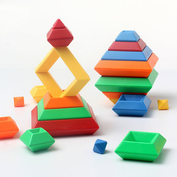 Kids Rainbow Wooden Building Blocks