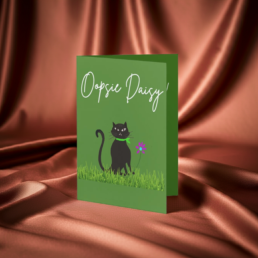 Floral Feline Apology Card – Cute Cat Forgiveness Card for Kids
