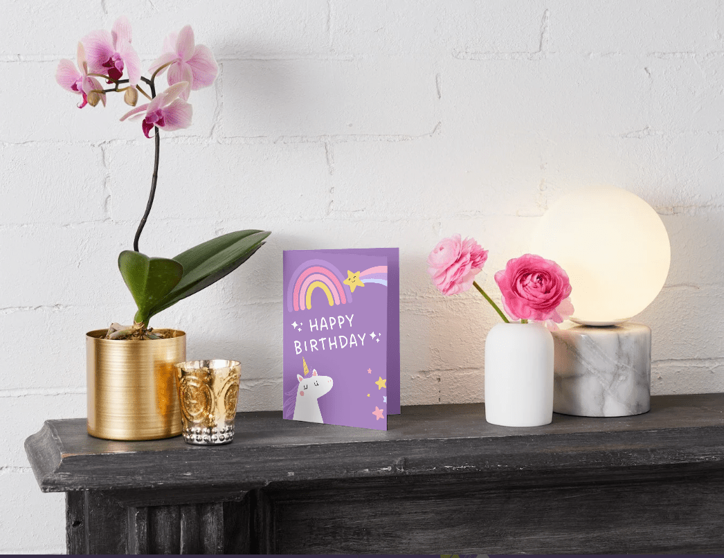Magical Unicorn Happy Birthday Card – Purple Fantasy Design - Little Nest Community